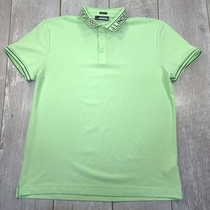 J.Lindeberg Austin Regular Polo Mens XL Lime Green Branded Collar Golf Shirt